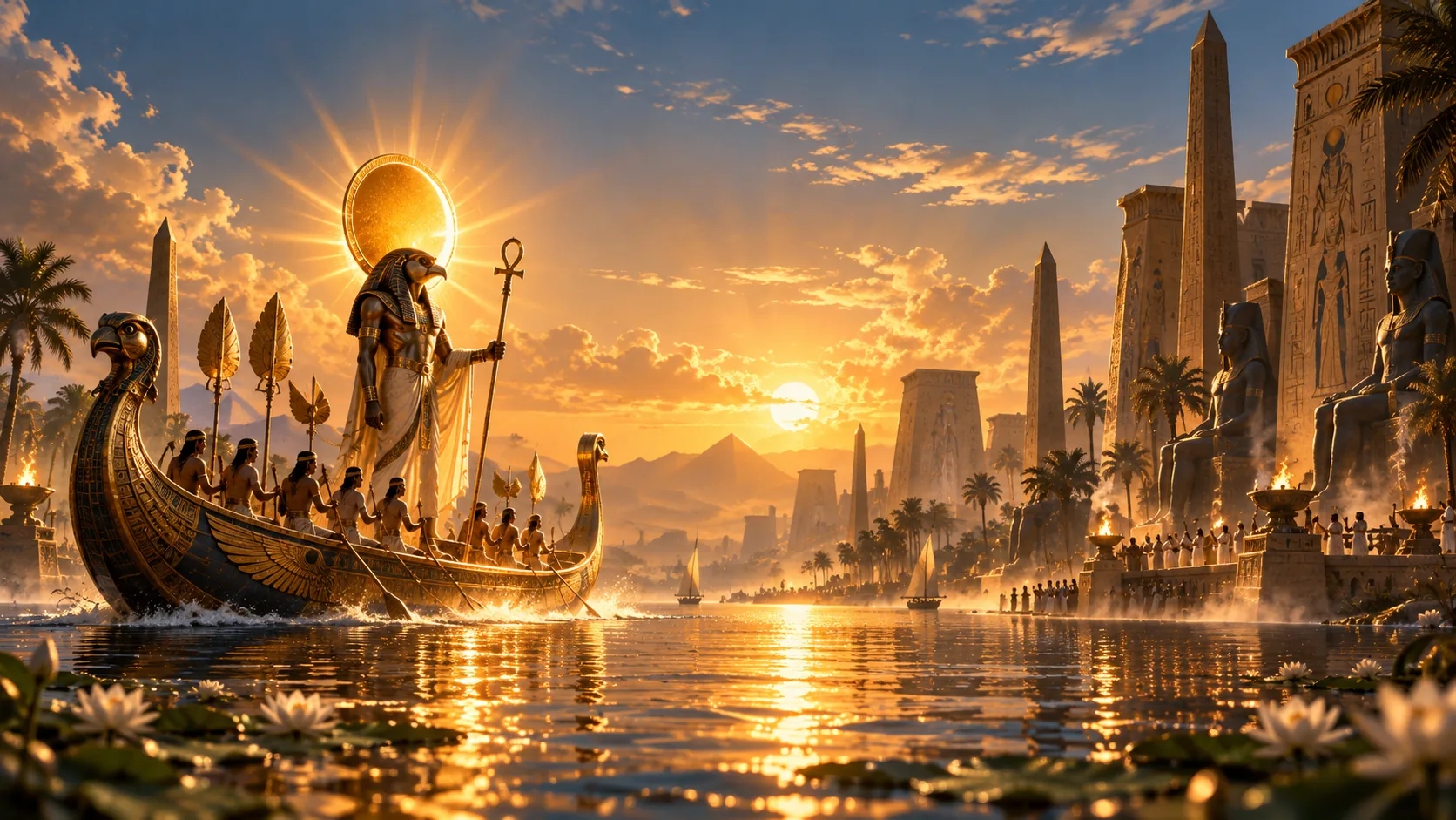 Ra in the solar barque at dawn