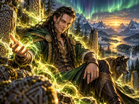 Loki wreathed in green magic